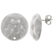 19mm Round hammered effect EarStuds - Rhodium x2|raw }}
