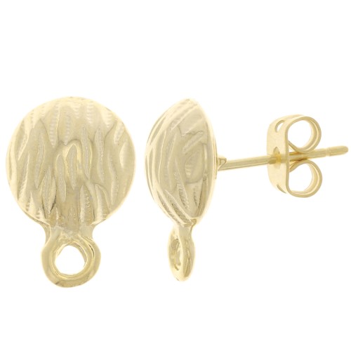 10mm EarStuds with closed loop - Fine Gold plated x2