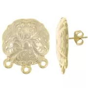 21mm Clover earstuds with 3 closed rings - Fine Gold plated x2