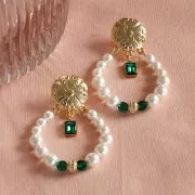 21mm Clover earstuds with 3 closed rings - Fine Gold plated x2