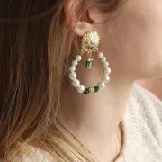 21mm Clover earstuds with 3 closed rings - Fine Gold plated x2