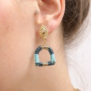 18x10mm textured drop earStuds with closed ring - Fine Gold plated x2