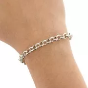 6mm Aluminium Jaseron mesh chain - open links - Rhodium Tone x50cm