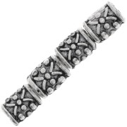 7x5mm worked Tube beads - Antique silver tone x5