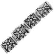 7x5mm worked Tube beads - Antique silver tone x5