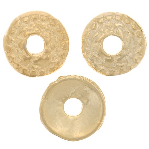 7mm Textured Round Caps - Fine Gold-plated x10