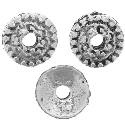 7mm Textured bead caps - antique silver tone x10