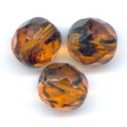 Fire Polished faceted round beads 8mm Tortoise x20