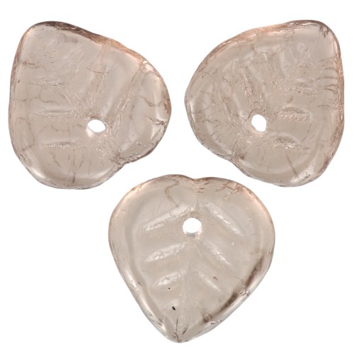 Glass leaf charms 9 mm - Light Smoked Topaz x25