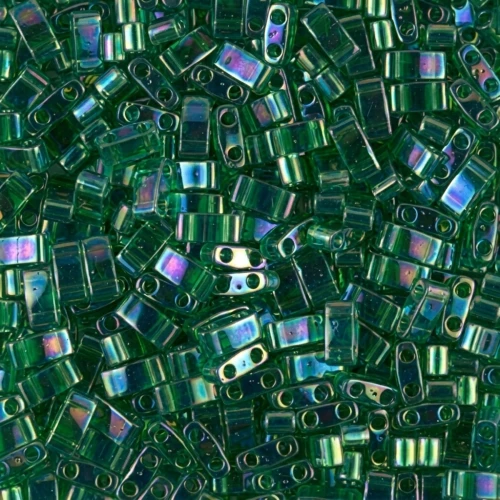 5x2.3x1.9mm Miyuki Half Tila Beads HTL-179 - Transparent Green AB x10g