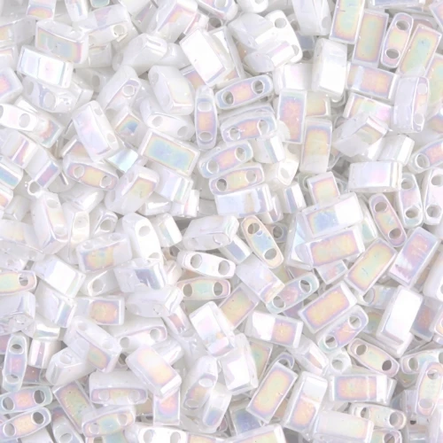 5x2.3x1.9mm Miyuki Half Tila Beads HTL-471 - White Pearl AB x10g