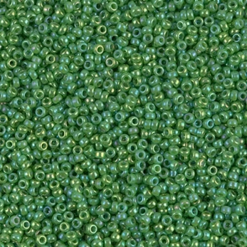 Miyuki Seed Beads 15/0 0480 - Opaque Green AB x8g