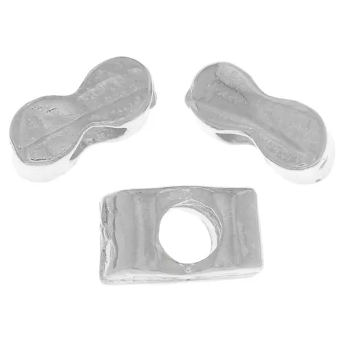 5x3mm Mini rectangle curved beads - Antique silver Tone x5
