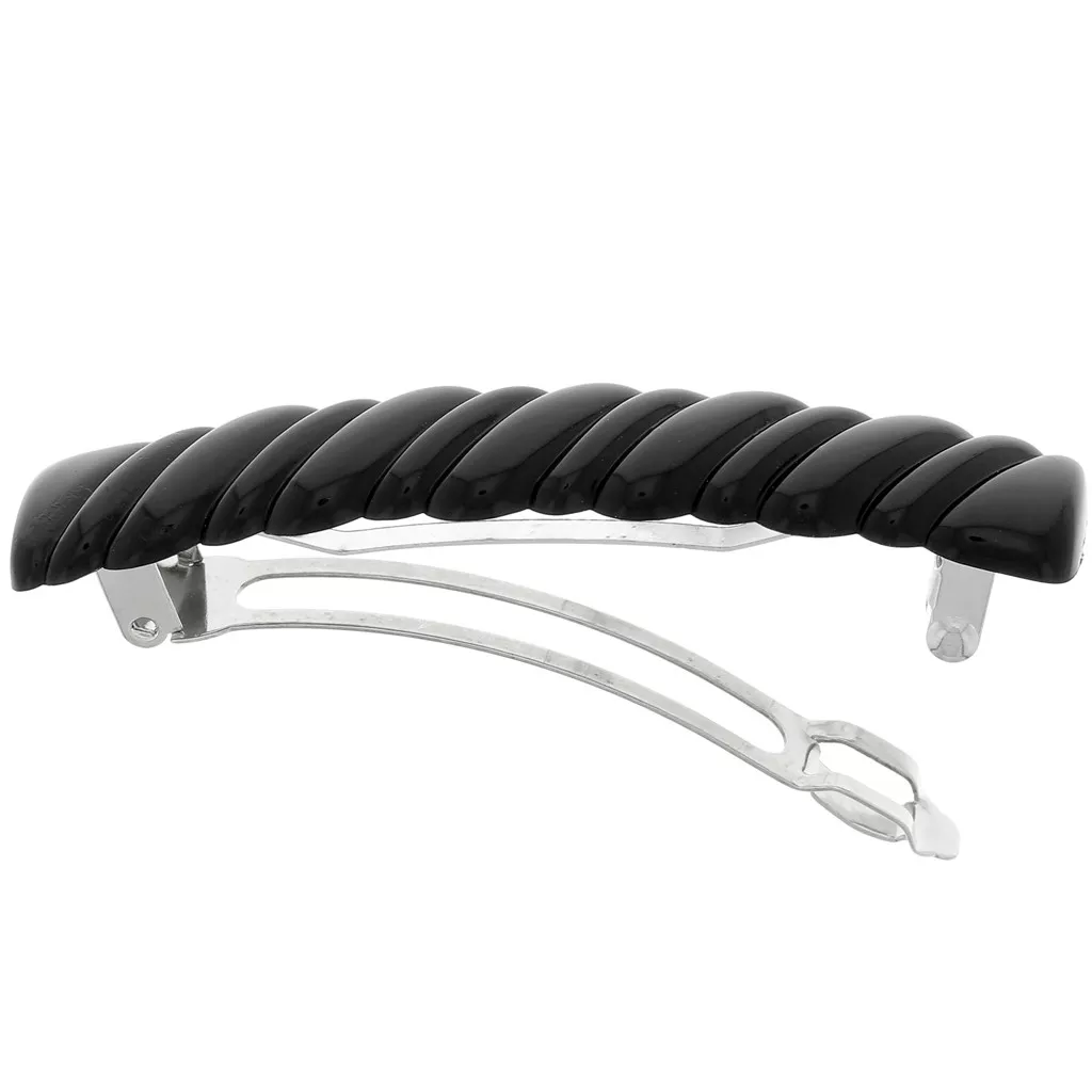 85x17mm acrylic Braided effect hair clip - Black x1 - Perles & Co