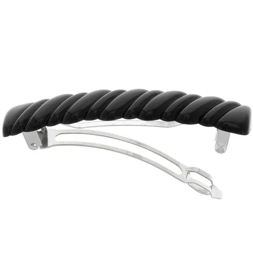 85x17mm acrylic Braided effect hair clip - Black x1