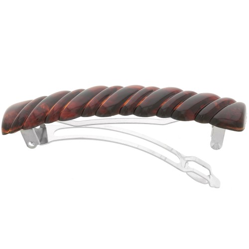 85x17mm acrylic Braided effect hair clip - Marbled amber x1