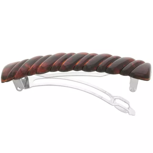 85x17mm acrylic Braided effect hair clip - Marbled amber x1