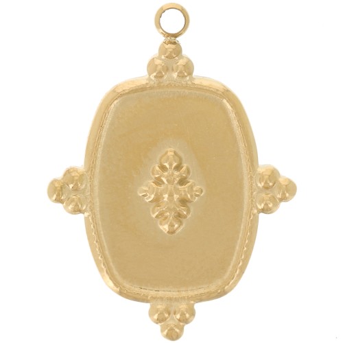 Rectangle pendant 23x17 mm - 304 stainless steel, gold-plated x1
