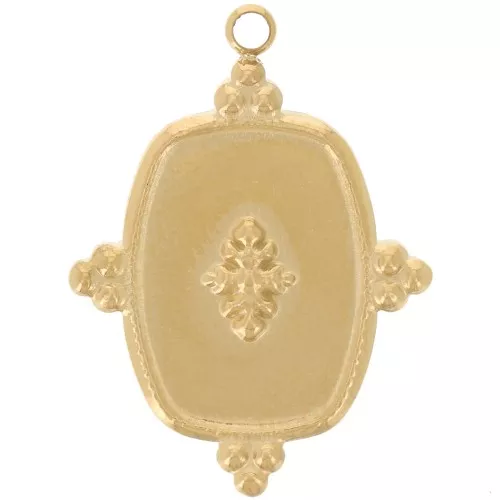 Rectangle pendant 23x17 mm - 304 stainless steel, gold-plated x1