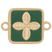 16x11mm Stainless steel 316L spacer - flower - epoxy resin Gold - Green x1|raw }}