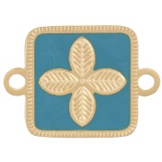 16x11mm Stainless steel 316L spacer - flower - epoxy resin Gold - Turquoise x1|raw }}