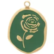 20x14.5mm Stainless steel 316L Irregular pendant - Rose - Gold - Green x1