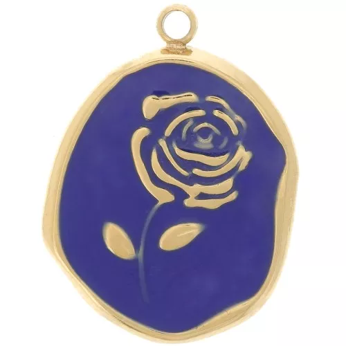 20x14.5mm Stainless steel 316L Irregular pendant - Rose - Gold - Dark Blue x1