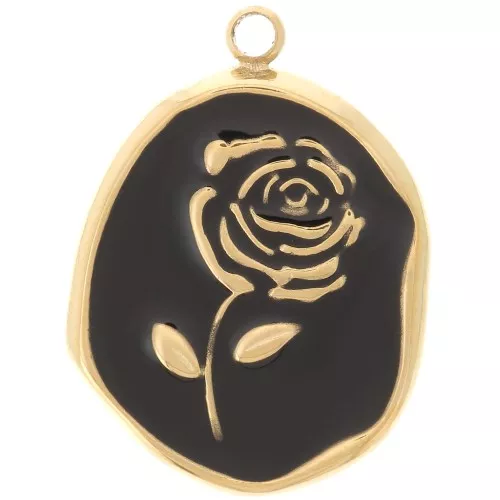 20x14.5mm Stainless steel 316L Irregular pendant - Rose - Gold - Black x1