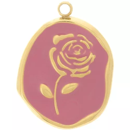 20x14.5mm Stainless steel 316L Irregular pendant - Rose - Gold - Antique Pink x1