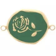 22x14.5mm Stainless steel 316L Irregular spacer - Rose - Gold - Green x1