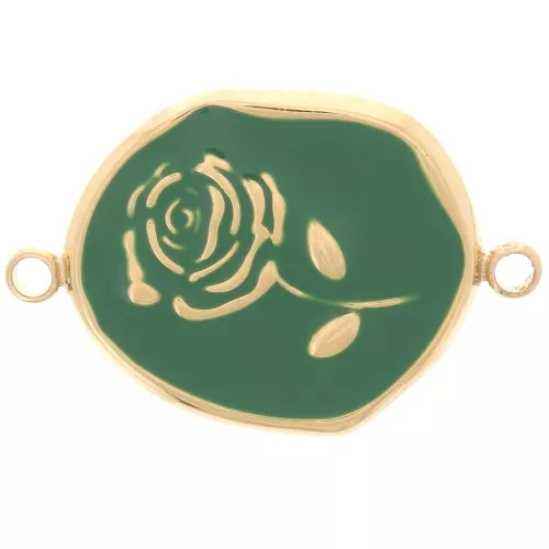 22x14.5mm Stainless steel 316L Irregular spacer - Rose - Gold - Green x1