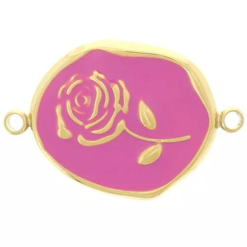 22x14.5mm Stainless steel 316L Irregular spacer - Rose - Gold - Fuchsia x1