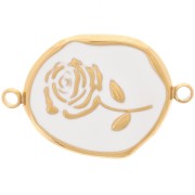 22x14.5mm Stainless steel 316L Irregular spacer - Rose - Gold - White x1