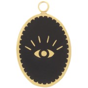 17x11mm Stainless Steel 316L Eye Oval Charm - Gold Tone - Blackx1