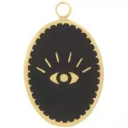 17x11mm Stainless Steel 316L Eye Oval Charm - Gold Tone - Blackx1