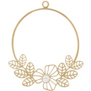 23mm St. Steel 316L Pendant with Flowers & Zirconium Oxide - GOLD - Crystal x1|raw }}