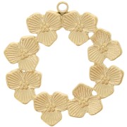 Flower wreath pendant 24 mm - 304 Gold stainless steel x1