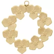 Flower wreath pendant 24 mm - 304 Gold stainless steel x1