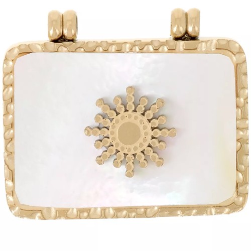 17x19.5 mm hammered rectangle pendant with mother-of-pearl - Gold-plated 304 stainless steel x1