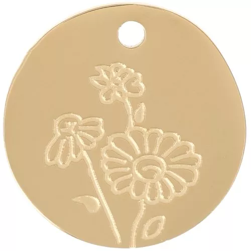 15mm Stainless Steel 316L Birth Flower Pendant - April - daisy - GOLD Tone x1