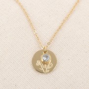 15mm Stainless Steel 316L Birth Flower Pendant - April - daisy - GOLD Tone x1