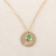 15mm Stainless Steel 316L Birth Flower Pendant - May - Lily - GOLD Tone x1