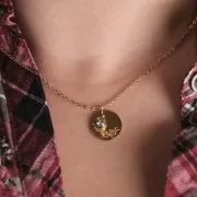 15mm Stainless Steel 316L Birth Flower Pendant - May - Lily - GOLD Tone x1