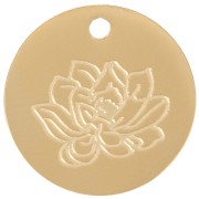 15mm Stainless Steel 316L Birth Flower Pendant - July - Lotus - GOLD Tone x1
