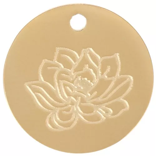 15mm Stainless Steel 316L Birth Flower Pendant - July - Lotus - GOLD Tone x1