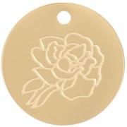 15mm Stainless Steel 316L Birth Flower Pendant - September - Peony - GOLD x1|raw }}