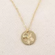 15mm St. steel 316L Birth flower pendant - November - Chrysanthemum - Gold x1