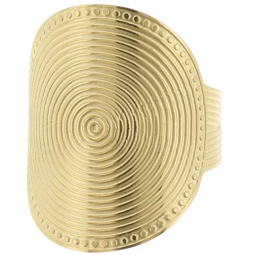 316L Gold Stainless Steel Oval Ethnic Ring - Size 55 - Gold Tone x1