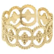 Wide adjustable lace-effect ring - S.55 to S.62 - 304 Gold stainless steel x1