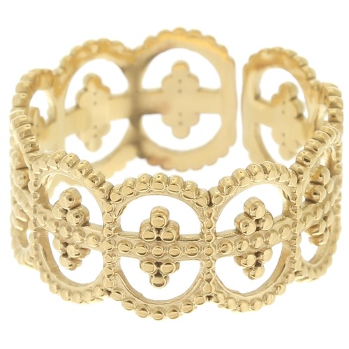 Wide adjustable lace-effect ring - S.55 to S.62 - 304 Gold stainless steel x1